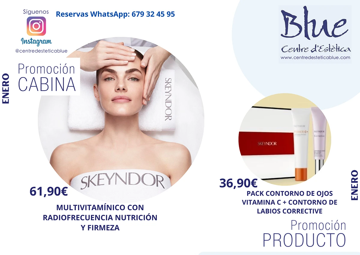 Promociones del centro de estética Blue de Barcelona