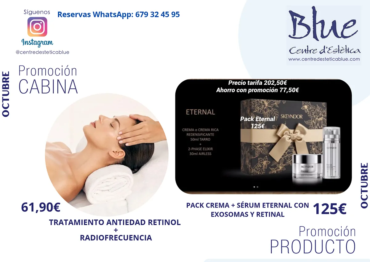 Promociones del centro de estética Blue de Barcelona Promociones del centro de estética Blue de Barcelona